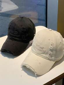 返校时尚男女情侣棒球帽，刺绣，做旧，街头风，超大宽檐，软帽冠，太阳帽， - 彩色 - 查看 9