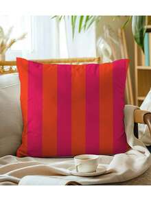 1 件霓虹粉红和橙色垂直条纹帐篷设计抱枕套,适用于客厅、卧室、沙发、家居、房间装饰 - 派对、家庭聚会、节日装饰 - 靠垫套(无枕芯) - 多种尺寸 - 单面印花 - 紅色 - 查看 6