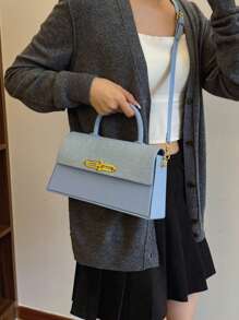 Women's Structured Box Shape Handbag, Fashionable And Elegant Shoulder/Crossbody Bag, Pink