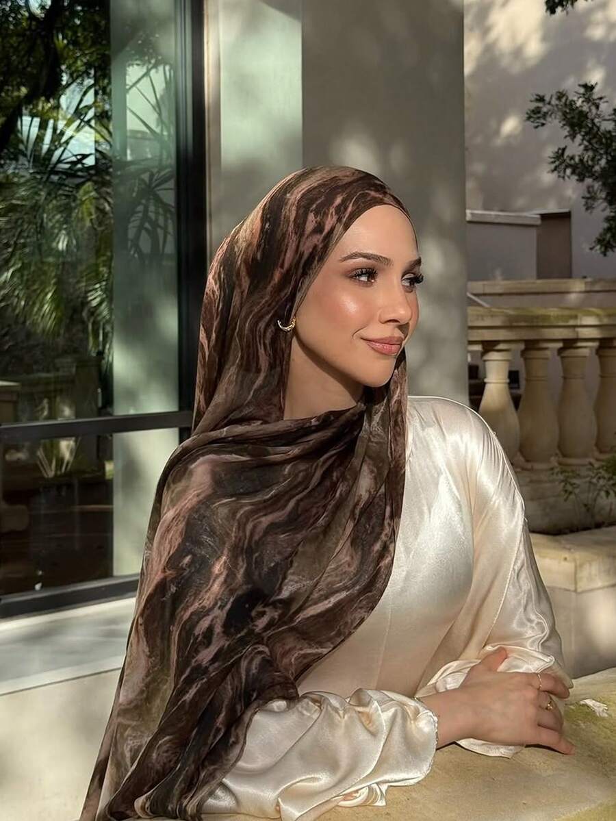 1件装女士印花头巾，波西米亚水彩印花头巾，防晒围巾，优雅多功能日常头巾，女士长袍