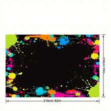 Fundal Banner Neon Splash - Fundal din Poliester pentru Petrecere - Design Vibrant cu Stropi de Vopsea, Potrivit pentru Ocazii Generale, Nu Necesită Electricitate - Disponibile în Mai multe Dimensiuni