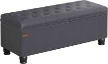 Storage Ottoman, Storage Bench, Tufted Entryway Bedroom Bench, 17.7 X 46.5 X 17.7 Inches, Hinges Easy Lid Operation, Wooden Legs, Synthetic Leather, Loads 330 Lb, Dark Gray ULOM071G01,8059558 - 深灰色 - 查看 2