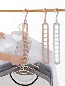 5pcs Random Color Multi-Functional 9-Hole Space Saving Folding Clothes Hanger, Home & Dorm Hanging Rack - Multicolor - View 11