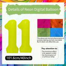 1 quả bóng bay số 0-9 huỳnh quang, kích thước 40 inch (khoảng 101,6 cm), màu vàng neon, thích hợp cho tiệc sinh nhật, lễ tốt nghiệp, đám cưới, kỷ niệm, Giáng sinh, trang trí năm mới, trang trí tiệc phát sáng, phụ kiện chụp ảnh. - Màu vàng - Xem 27