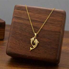 1pc  18K Gold-Plated Elegant Pisces Pendant Necklace, Sparkling Artificial Zirconia, Suitable For Daily Wear And Special Occasions