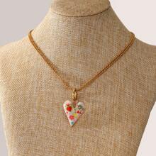 1pc New Zinc Alloy Dripping Oil Evil Eye Pendant Necklace