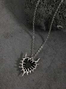 哥特式水钻荆棘心形吊坠项链，男女通用朋克摇滚风格