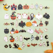 万圣节系列南瓜灯幽灵黑猫蝙蝠月亮吊坠珠宝制作 DIY 钥匙扣耳环吊坠各种设计饰品制作手链项链，6 件漂浮蜡烛，象牙圆形蜡烛用于花瓶，婚礼、派对、泳池、节日、万圣节装饰的中心装饰 - 彩色 - 查看 1