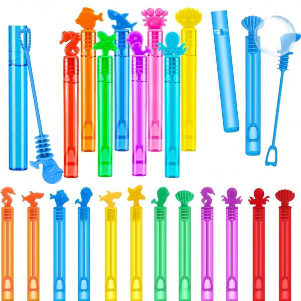 48pcs Ocean Bubble Wands, Mini Ocean Themed Bubble Sticks, Suitable For Party Favors, Birthday Gifts, Carnival Prizes, Back To School Gifts, Summer Outdoor Gifts (No Liquid, Random Patterns) 12/24/48pcs
