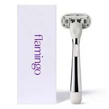 Flamingo Razors For Women, 1 Women' Razor Handle (Chrome), 5 Blade Razor For Women With Aloe And Shea Butter Glide Strips - 1個手柄+1個刀片 - 查看 2