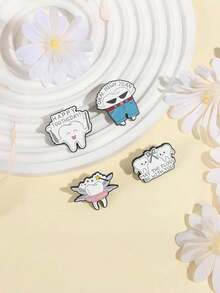 1/4pcs Cute Teeth Brooch! Creative Dental Theme Badges, Exclusive For Dentists/Dental Lovers, Suitable For Students & Accessory Enthusiasts, Personalized Fashion Magnet, Unlocks The New Oral System - Multicolor - View 4