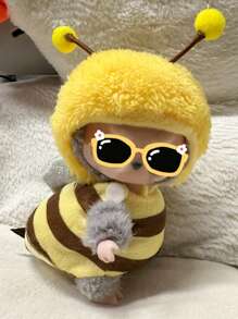 2pcs/Set Cute Clothes For Labubu, Cute Bee Clothes Set For 17cm Labubu Exquisite Accessories For Labubu Collection, Hat Clothes For Labubu, Stylish Adorable Dolls Clothes Accessories