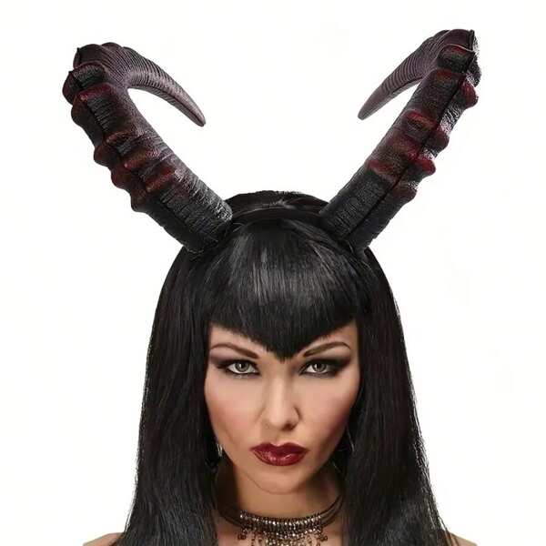 1pc Demon Horns Headband - Black Color, Animal Themed Party Accessory Suitable For Halloween, Carnival And Cosplay Events - Lightweight And Durable Design, Halloween Costume