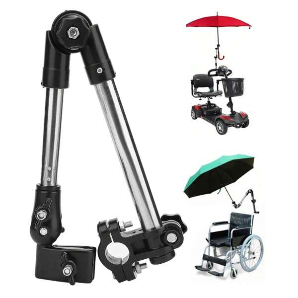 1 peça/Suporte de guarda-chuva ajustável para bicicletas e cadeiras de rodas, suporte giratório de 360 graus para guarda-sol externo, suporte de toldo dobrável.