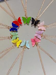 10 Peças/5 Peças Conjunto de Colar Pendente de Borboleta Colorida Elegante e da Moda Y2K, Unissex, Adequado para Férias, Festa, Encontros, Presente, Uso Diário, Presente de Festival, Melhores Desejos