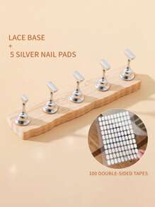 日式美甲练习底座，简约木质风格指甲托，金属指甲板托，可穿戴美甲工具，适合美甲店和个人使用