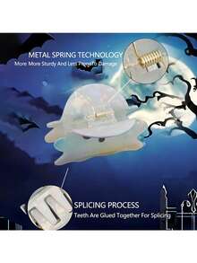 1 件万圣节鬼魂发夹怪异 Y2K 醋酸纤维爪夹：耀眼鬼魂形马尾发饰 - 非常适合万圣节派对和服装