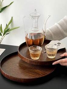 1 个圆形木质优质托盘，适用于盛放食物、小吃、饮料、寿司、牛排、披萨、甜点、蛋糕、面包、早餐托盘、咖啡托盘、茶托盘、冷盘