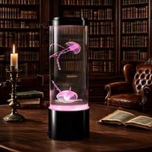 7 色变色 LED 水母灯，电动水族馆海洋夜灯，USB/电池供电桌面装饰照明，适用于客厅、卧室、家居、节日礼物 - 不含电池