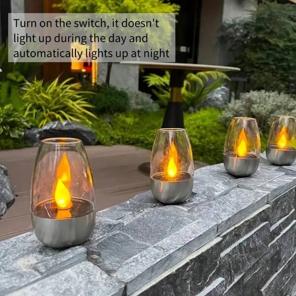 Solar Candle Light - Battery Powered LED Lights Nightlight, Plastic Flameless Solar Powered Tea Lights For Table Decor, Outdoor Camping, Indoor Bedroom Decoration, Mother's Day, Halloween, Christmas Gift, Memorabilia Gift