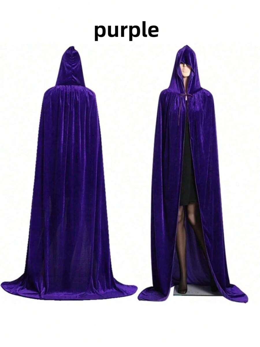 1 件万圣节/圣诞节角色扮演斗篷，巫师/女巫/王子/公主连帽斗篷 - 彩色 - 查看 1