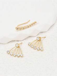 3 件时尚简约不对称水晶耳钉套装，适合女性日常佩戴、婚礼、派对