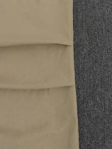 轻盈夏季宽松褶裥阔腿哈伦裤，做旧水洗效果，女士休闲日常穿着 - 卡其色 - 查看 7