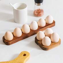 Stackable Rosewood Egg Holder | Non-Slip Thick Kitchen Storage Rack, Breakfast Table Holder, Egg Tray - Multicolor - View 4