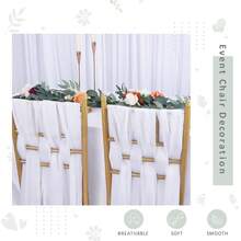 16pcs/Set 20x275cm White Chair Sash, Aisle Wedding Ceremony Decorative Sheer Organza Chair Cover Fabric
