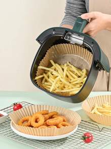 200/100/50pcs 6-Inch Air Fryer Parchment Paper, Food Basket Liners, Plate Mats, Tabletop Decor, Food Tray Liners, Fried Chicken & Fries Mats, Mother's Day Gift, Party Baking Supplies