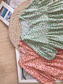 YUXIN 夏季新款宽松甜美3/4袖圆领休闲衬衫，时尚蝙蝠翼碎花衬衫