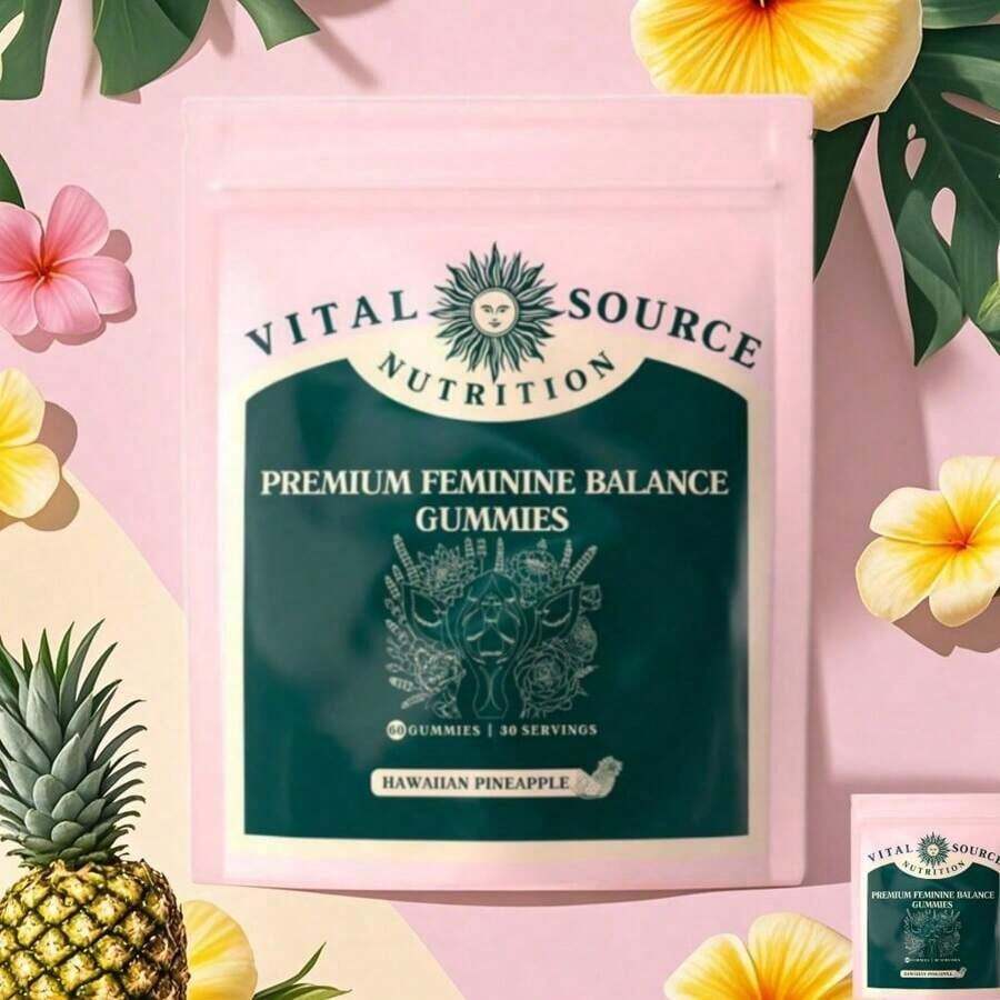 Miriyalyad Vital Source Feminine Balance Gummies - Women's Health Probiotics For PH & Immune Support & Natural Pineapple Flavo Hawaiian Pineapple-60 Gummies - Dứa / Hương vị - Xem 1
