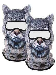 1/2 件 3D 动物印花面罩，男女通用巴拉克拉法帽滑雪面罩，适合户外、徒步旅行、登山、滑雪、沙滩派对和日常使用