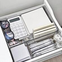 1/4/8PCS Transparent Plastic Cosmetic Storage Box, Stackable Drawer Partition, Used For Cosmetics, Office Supplies And Desktop Storage, Easy To Assemble, Freely Combined Desktop Organizer, Fashion Storage Solution, Durable Plastic Materials, Cosmetics Organizer, Bedroom Bathroom Accessories, Back-To-School Supplies, Holiday Gifts.