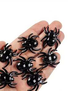 50/25 件迷你亚克力蜘蛛装饰 - 万圣节/感恩节餐桌装饰 - 秋季派对散装花瓶填充物 - 黑色 - 查看 6