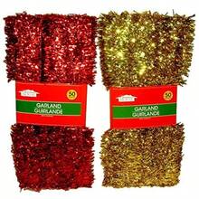 CZ Christmas Decor Tinsel Garlands 50 Ft. Set Of 2 (Red Gold) 1439 - 紅色和金色 - 查看 3