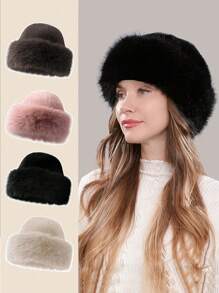 1pc Hat Women's Winter New Thick Warm Fashion Simple Fisherman's Hat Imitation Mink Hair Ladies Mongolian Hat Warm And Comfortable Shade