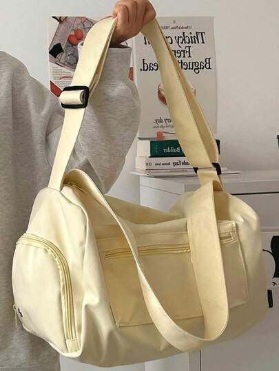 Nueva bolsa de viaje de moda clásica, de unicolor y gran capacidad, con múltiples bolsillos, diseño con conector para auriculares, ligera y plegable, bolsa de viaje para el hombro adecuada para viajes al aire libre, viajes cortos y viajes de negocios. Mochila escolar, accesorios escolares, útiles escolares, artículos esenciales de viaje, bolsa de viaje para vacaciones, maleta de viaje para mujeres