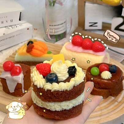 Squeezy Stress Relief Food-Themed Fake Cake, Swiss Roll, Pudding, Squeezy Toys, Random Styles, Creative Handmade Silicone Toys, New Year Gift, Back To School Gift, Valentine's Day Gift, Party Decor Props