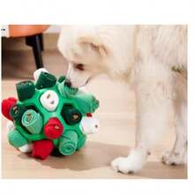 Pet Sniffing Ball Halloween Christmas Gift Toy For Pets Hiding Food Toy For Dog Interactive Rubber Ball Dog Sniffing Puzzle Toys - 綠色 - 查看 1