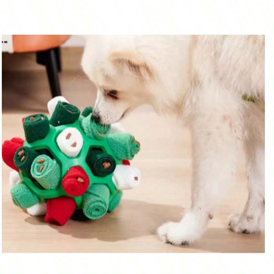 Pet Sniffing Ball Halloween Christmas Gift Toy For Pets Hiding Food Toy For Dog Interactive Rubber Ball Dog Sniffing Puzzle Toys - 綠色 - 查看 1