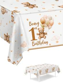 1/3件套小狗主题一周岁生日桌布，一周岁生日派对装饰桌布，派对中心装饰桌布，小狗主题一周岁生日家居装饰桌旗，一周岁生日礼物派对礼品，性别揭晓派对装饰，迎婴派对装饰，一周岁生日拍照道具派对用品 - 小熊1歲生日 - 查看 2