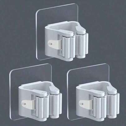 No Drill Shower Head Holder, Bathroom Shower Head Bracket, Showerhead Holder Stand, Mop Hanger With Strong Adhesive, Wall Mounted Bathroom Storage Organizer, Drill-Free Mop Clip, Bathroom Mop Holder