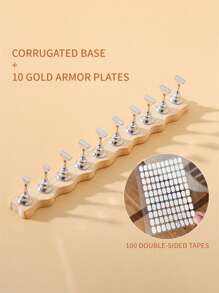 日式美甲练习底座，简约木质风格指甲托，金属指甲板托，可穿戴美甲工具，适合美甲店和个人使用