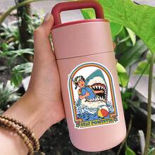Stay Positive Vinyl Sticker, Funny Cute Shark Diving Sticker, Humorous Waterproof Sticker For Water Bottles, Kindle, Laptops, Books, Tumbler, Cars, Journals, And Outdoor Use, Removable, Reusable And High Quality Adult Humor Funny Quote Sticker,For School Supplies,Back To School - Multicolor - View 4