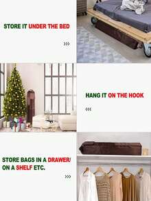 1pc Packaging Paper Storage Bag, Gift Wrapping Paper Organizer, Black Oxford Cloth Packaging Paper Storage Box With Pocket, Foldable Packaging Paper Rack, Home Storage & Organization Supplies - Brown - View 7