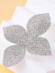 قرطان بتصميم زهرة مبالغ في استخدام الراين ستون، أقراط حلقية ماسية فريدة، إكسسوارات شخصية للنساء قطعتان