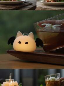 1PC Bat Night Light Silicone Pendant, Soft Glow, LED, Silicone Material, Hanging Design, USB Rechargeable, Decorative, Kids Room, Cute Style.