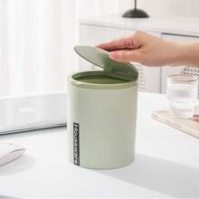 1 pieza Basurero de escritorio con tapa abatible, Papelera de almacenamiento para oficina, Apto para baño, cocina, bote de basura del inodoro