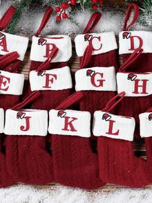 1pc Christmas Knit Monogram Stockings, Small Xmas English Letters Hanging Stockings Socks, Fireplace Decor, Hanging Decor, Christmas Stocking Fillers, Christmas Party Decorations, Party Favors Party Supplies, Christmas Tree Decorations, Christmas Decorations Home, Christmas Decor, Home Decor Room Decor, Christmas Baubles, Christmas Gifts Package, Xmas Decor, 2026 New Year Decor Winter
